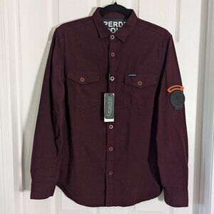 NWT SUPERDRY Maroon Long-Sleeve Button-Down Shirt